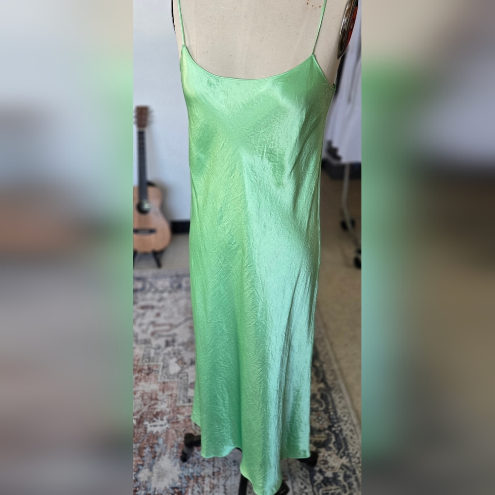 Vince Green Satin Slip Dress